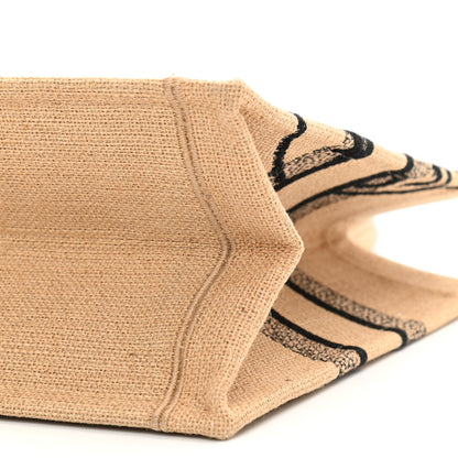 Christian Dior Canvas Jute Embroidered Medium Book Tote Black Beige 10 of 10