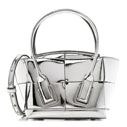 Bottega Veneta Mirror Laminated Nappa Maxi Intrecciato Mini Arco  Silver 1 of 9