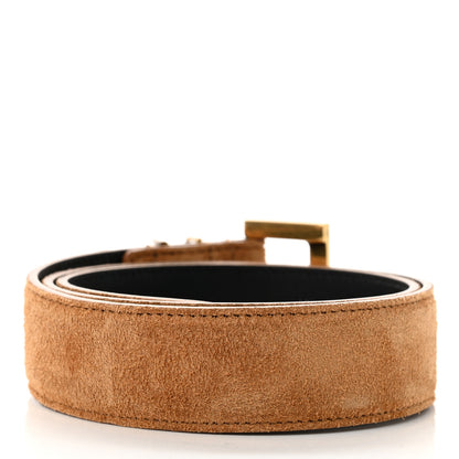 Saint Laurent Suede Monogram Square Buckle Belt 70 Tan Bronze 2 of 6