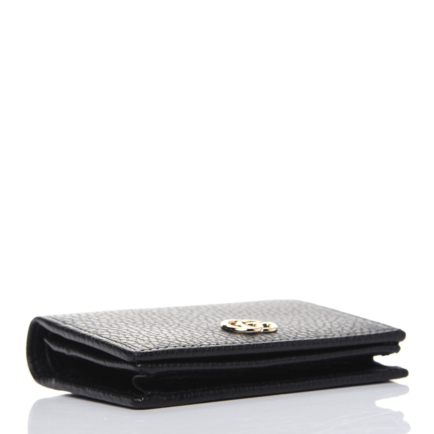 Pebbled Calfskin GG Marmont Card Case Black