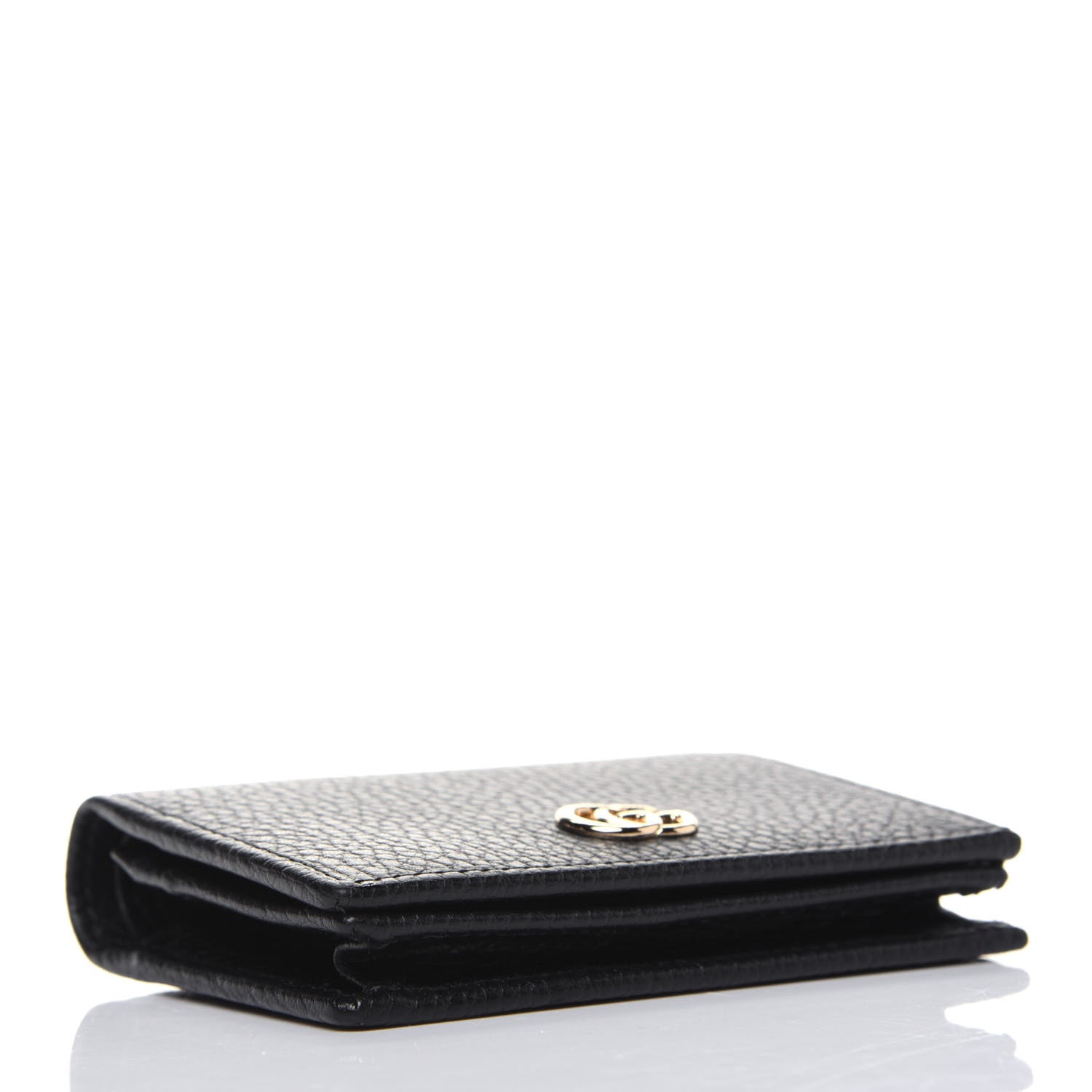 Gucci Pebbled Calfskin GG Marmont Card Case Black 4 of 9