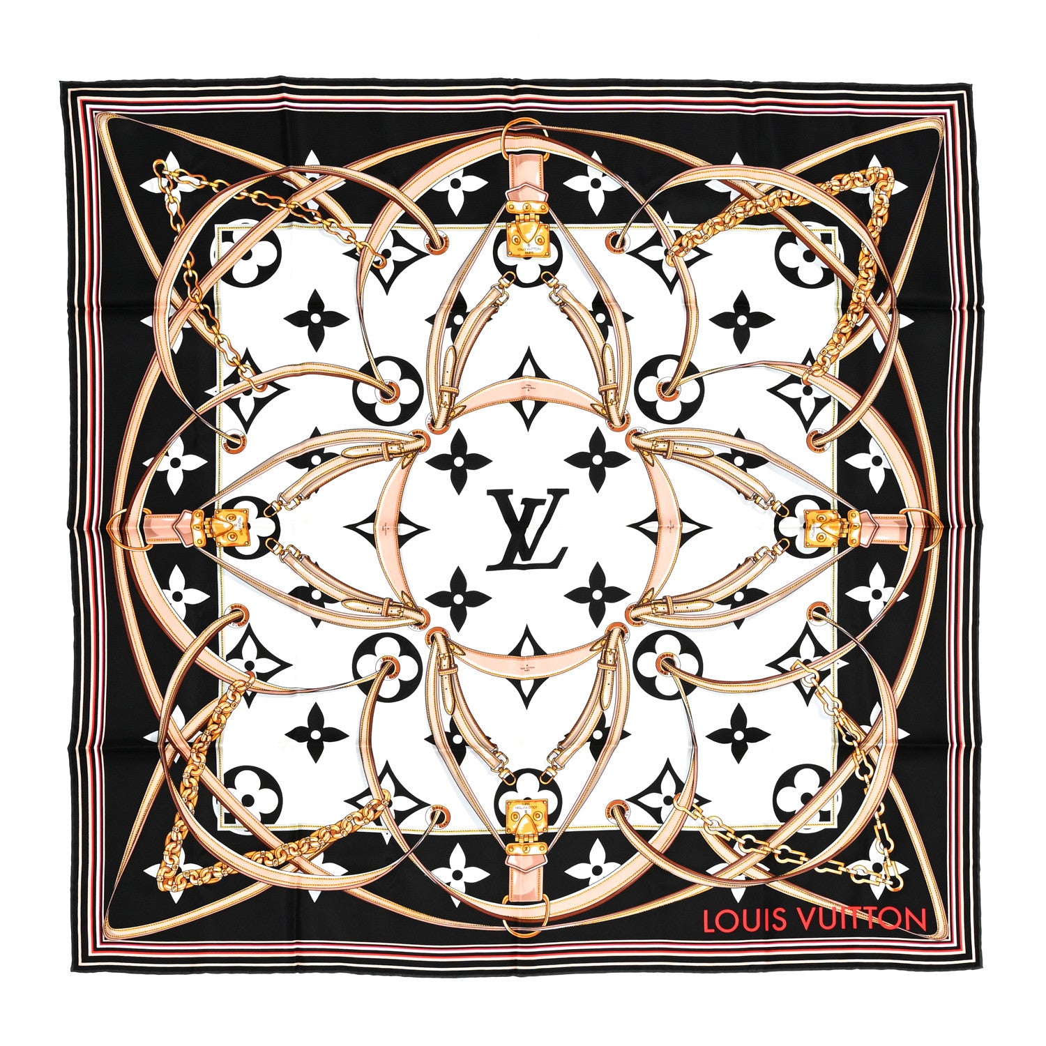Louis Vuitton Silk Monogram Ultimate Square 90 Scarf Black 1 of 4