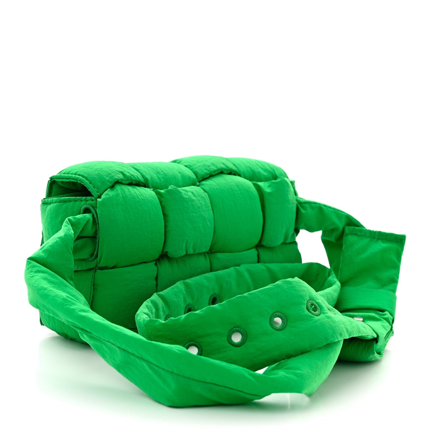 Nylon Intrecciato Padded Tech Mini Cassette Belt Bag Parakeet