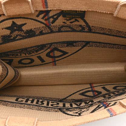 Christian Dior Canvas Jute Embroidered Medium Book Tote Black Beige 5 of 10