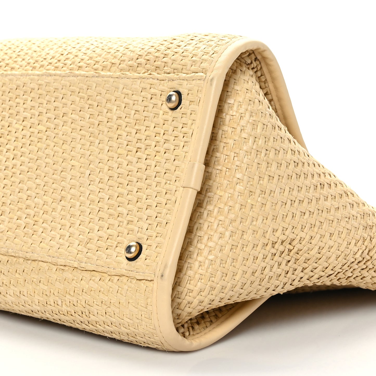 Straw Raffia Calfskin Chain Medium Deauville Tote Beige Black