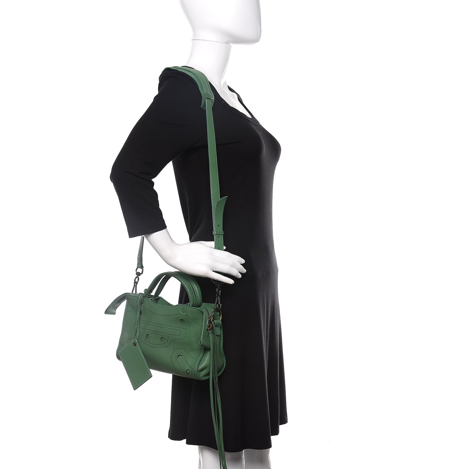 Balenciaga Chevre Perforated Blackout Hardware Nano City Green 2 of 12