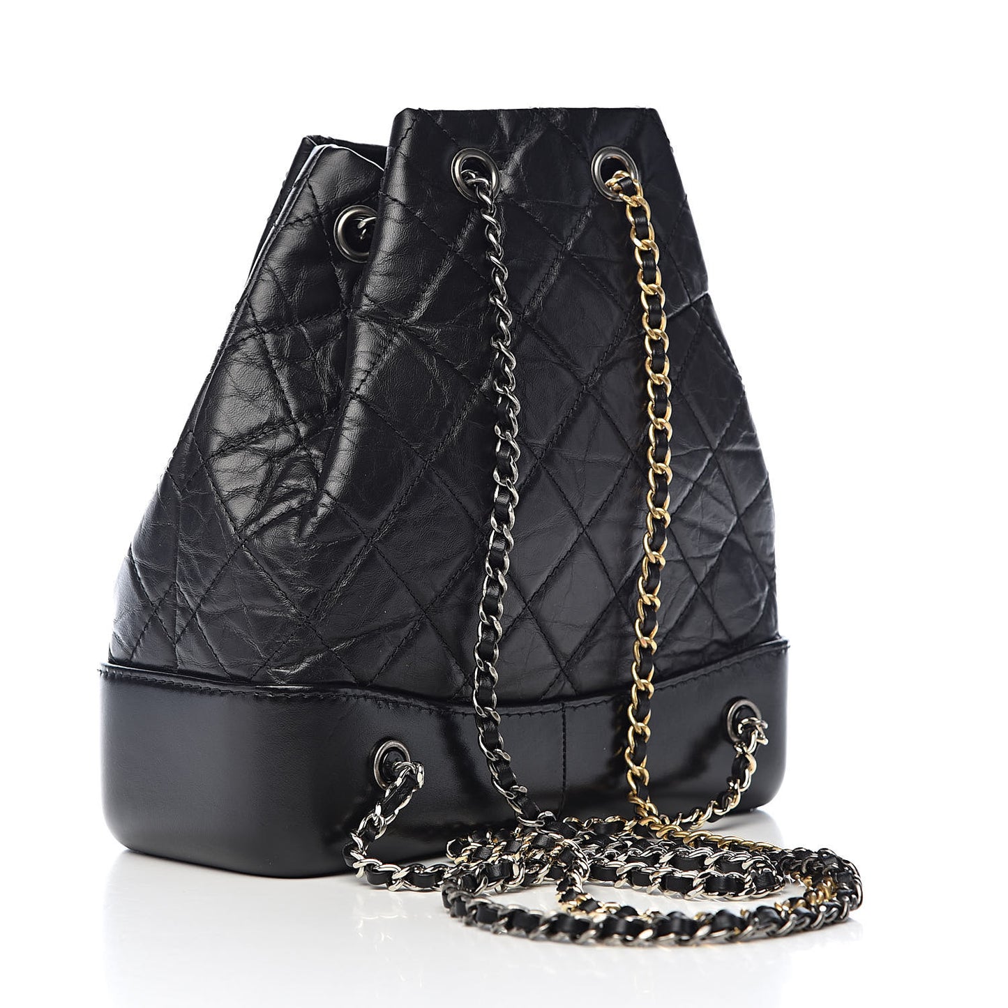 Aged Calfskin Quilted Small Gabrielle Backpack Black