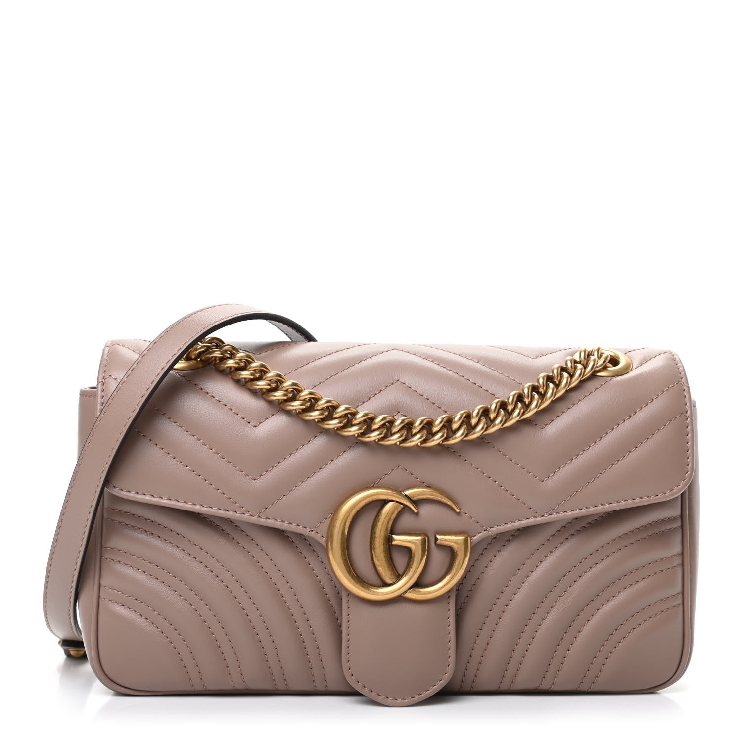 Gucci Calfskin Matelasse Small GG Marmont Shoulder Bag Porcelain Rose 1 of 9