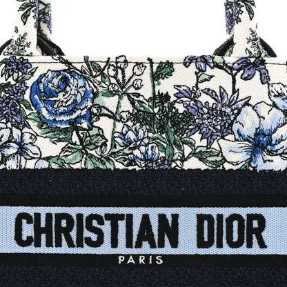 Christian Dior Canvas Embroidered Small Flowers Book Tote Blue 8 of 12