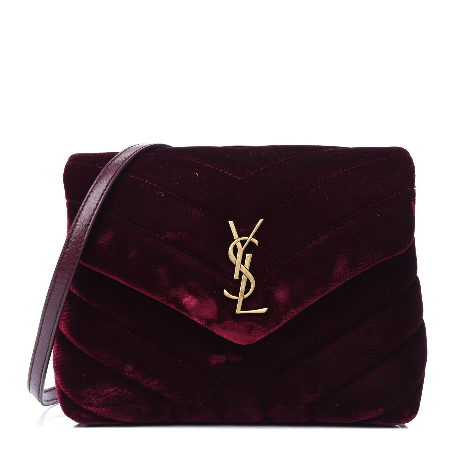 Saint Laurent Velvet Y Quilted Monogram Toy Loulou Crossbody Bag French Burgundy 1 of 5