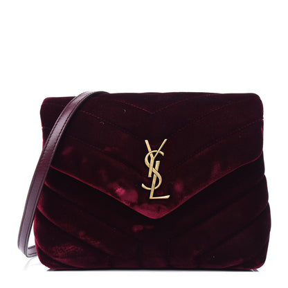 Saint Laurent Velvet Y Quilted Monogram Toy Loulou Crossbody Bag French Burgundy 1 of 5