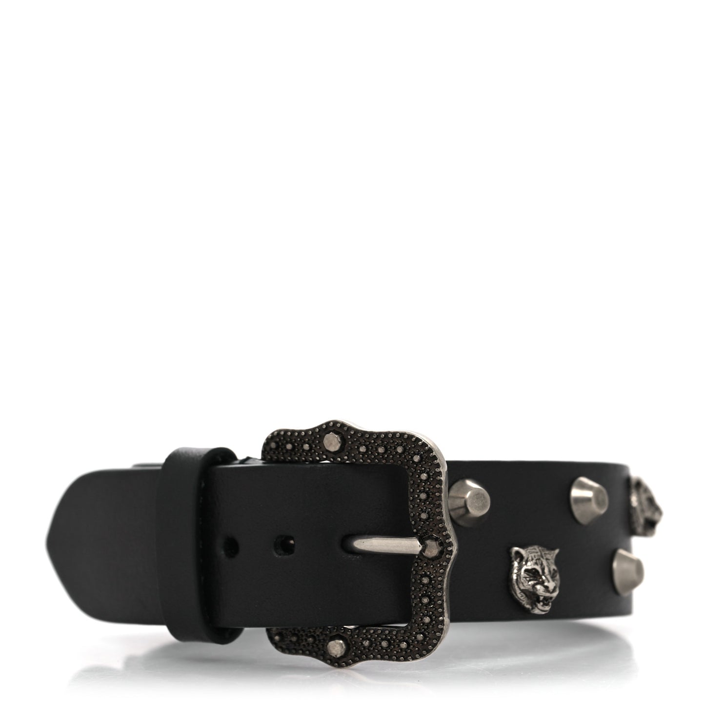 Calfskin Feline Heads Bracelet Black