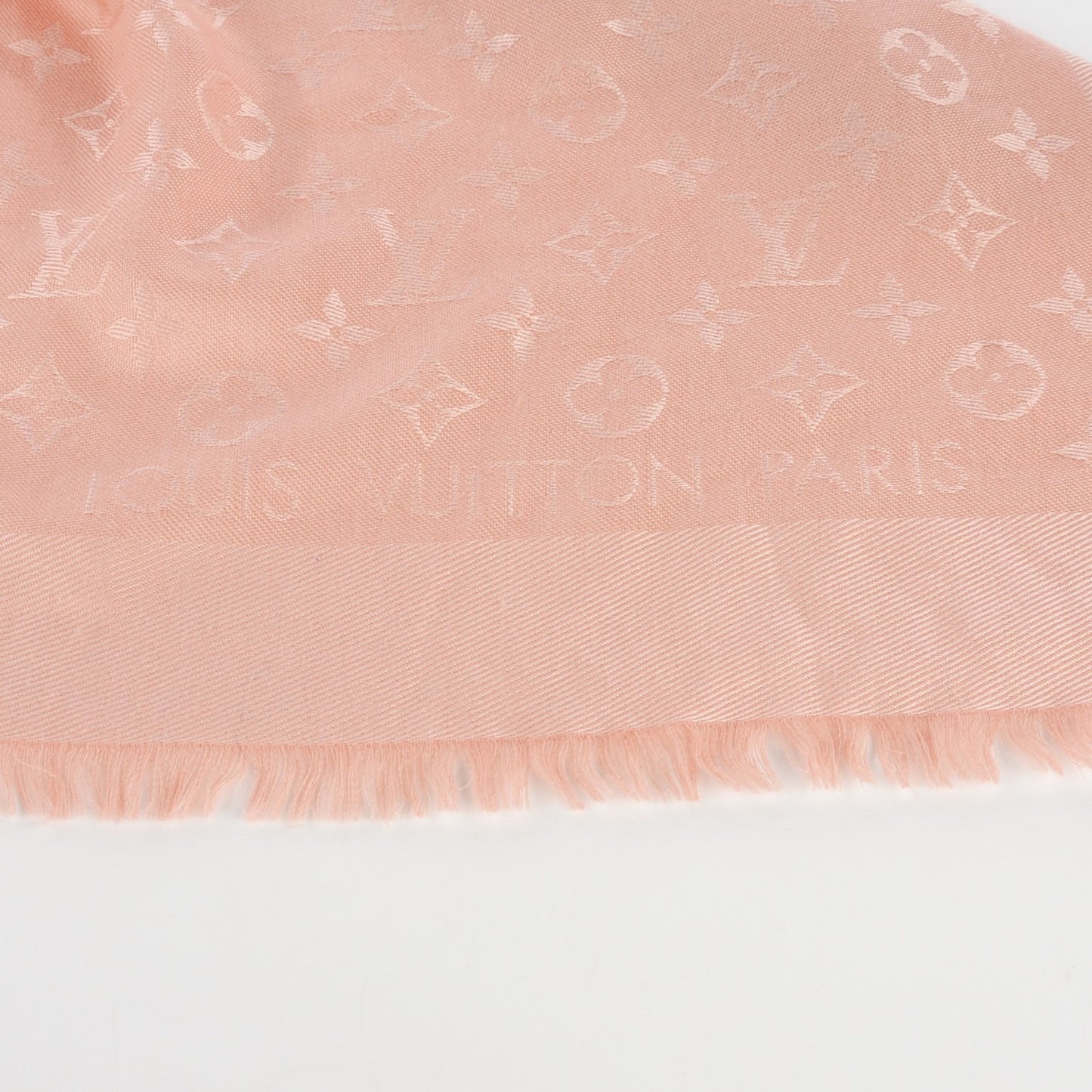 Silk Wool Monogram Shine Shawl Rose