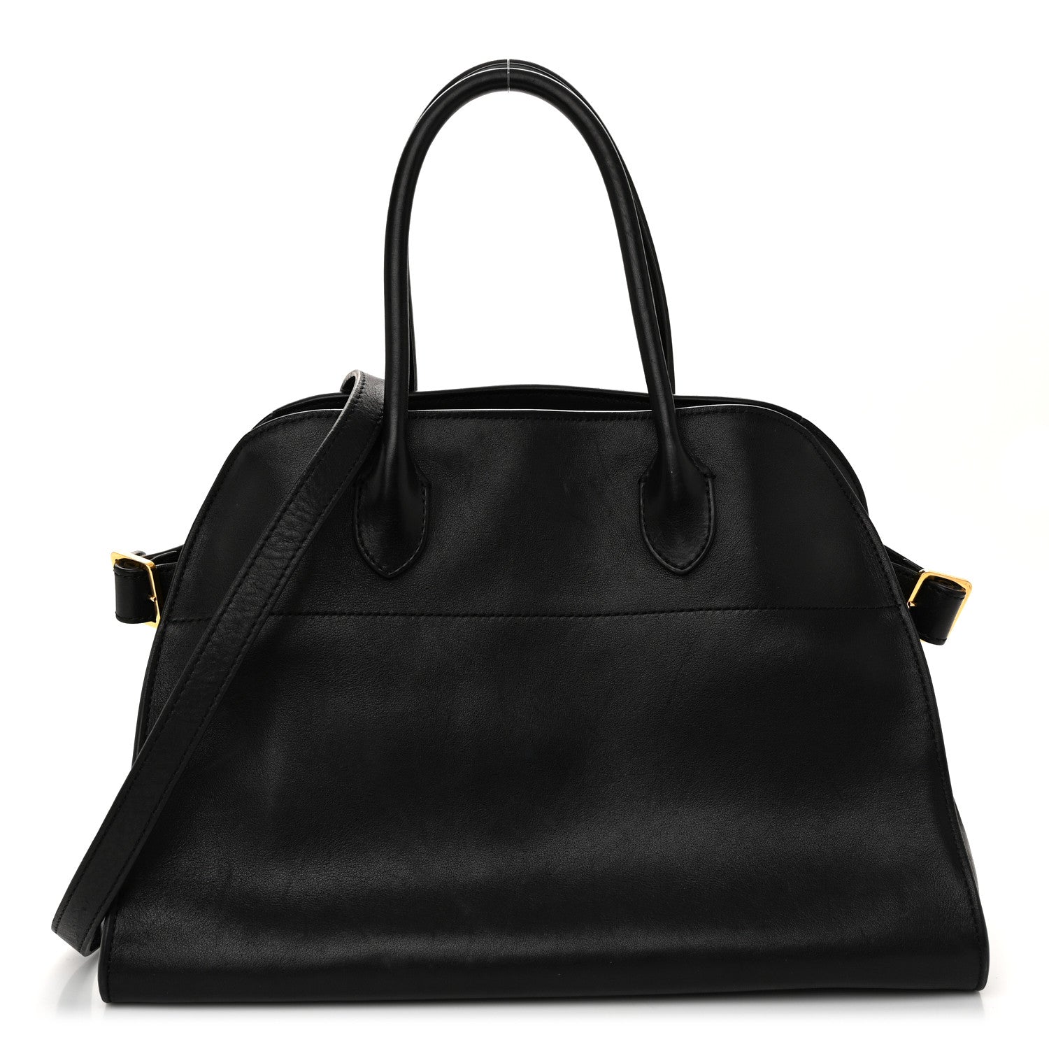 The Row Polished Saddle Calfskin Soft Margaux 12 Black 1 of 12
