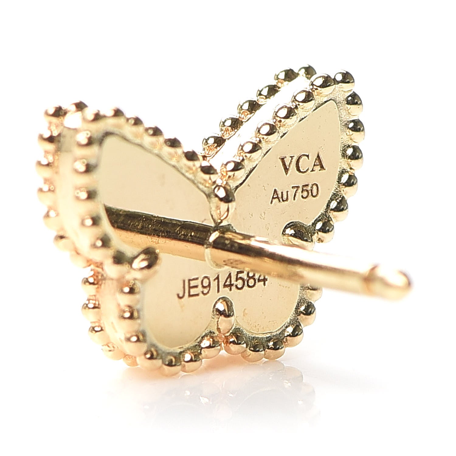 Van Cleef & Arpels 18K Yellow Gold Mother of Pearl Sweet Alhambra Butterfly Earrings 5 of 7