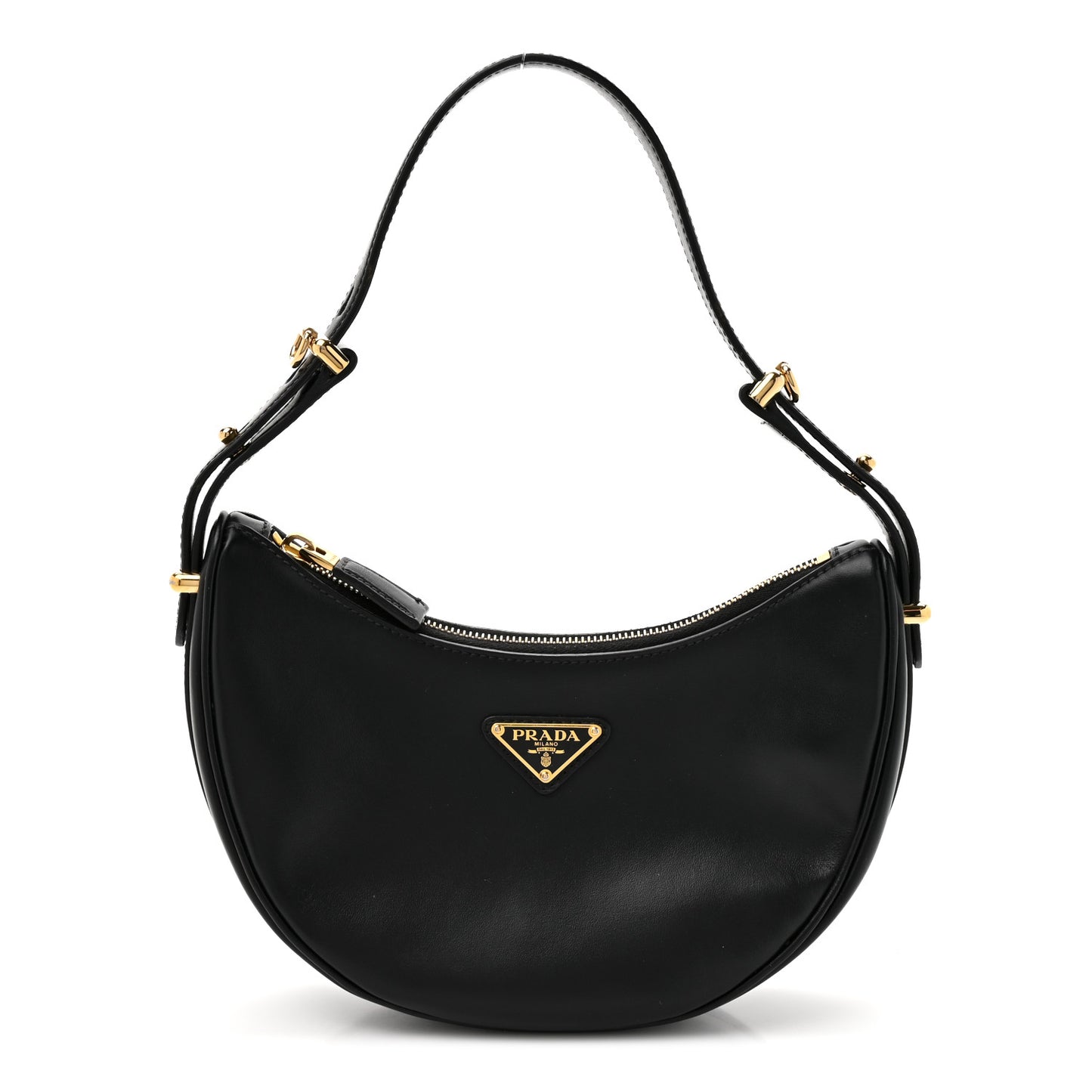 Soft Calfskin Arque Shoulder Bag Black