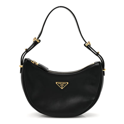 Prada Soft Calfskin Arque Shoulder Bag Black 1 of 10