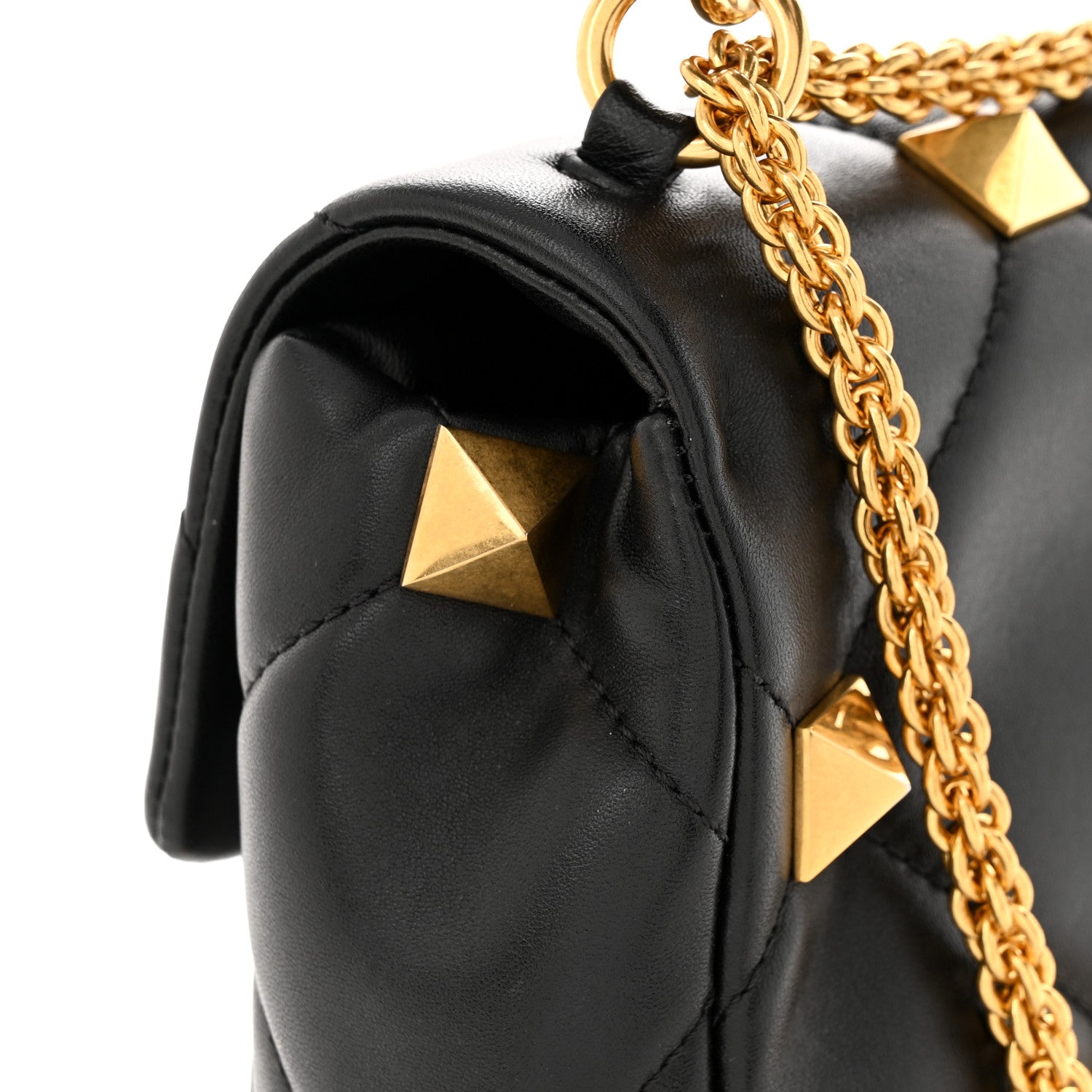 Valentino Garavani Nappa Large Roman Stud Shoulder Bag Black 11 of 11