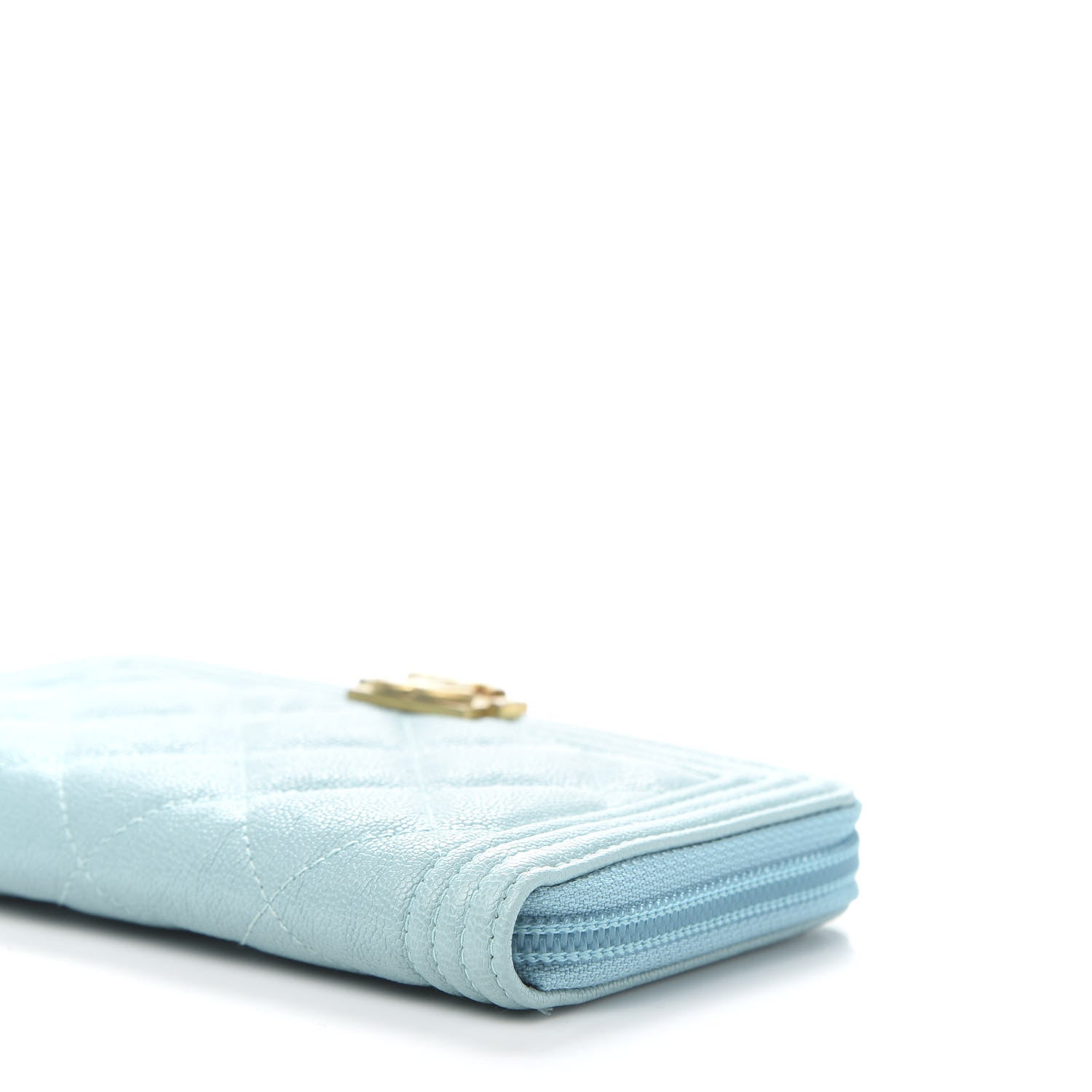 Chanel Caviar Quilted Small Boy Zip Around Wallet Light Blue 10 of 11