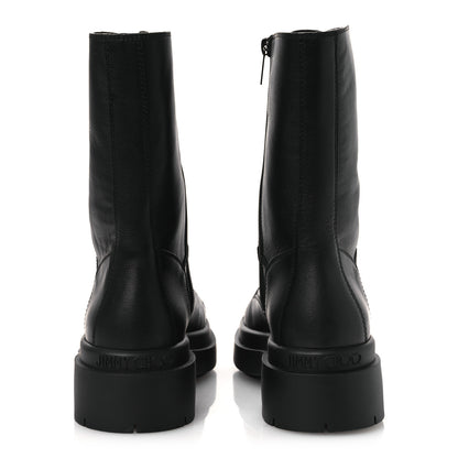 Jimmy Choo Smooth Calfskin Diamond Hook Nari Flat Boots 40 Black Gold 6 of 11