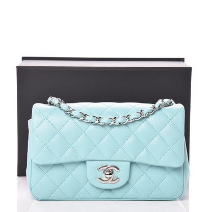 Chanel Lambskin Quilted Mini Rectangular Flap Light Blue 10 of 10