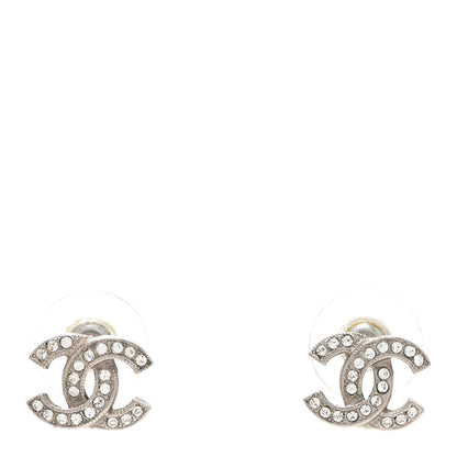 Chanel Crystal Mini Timeless CC Earrings Silver 1 of 5