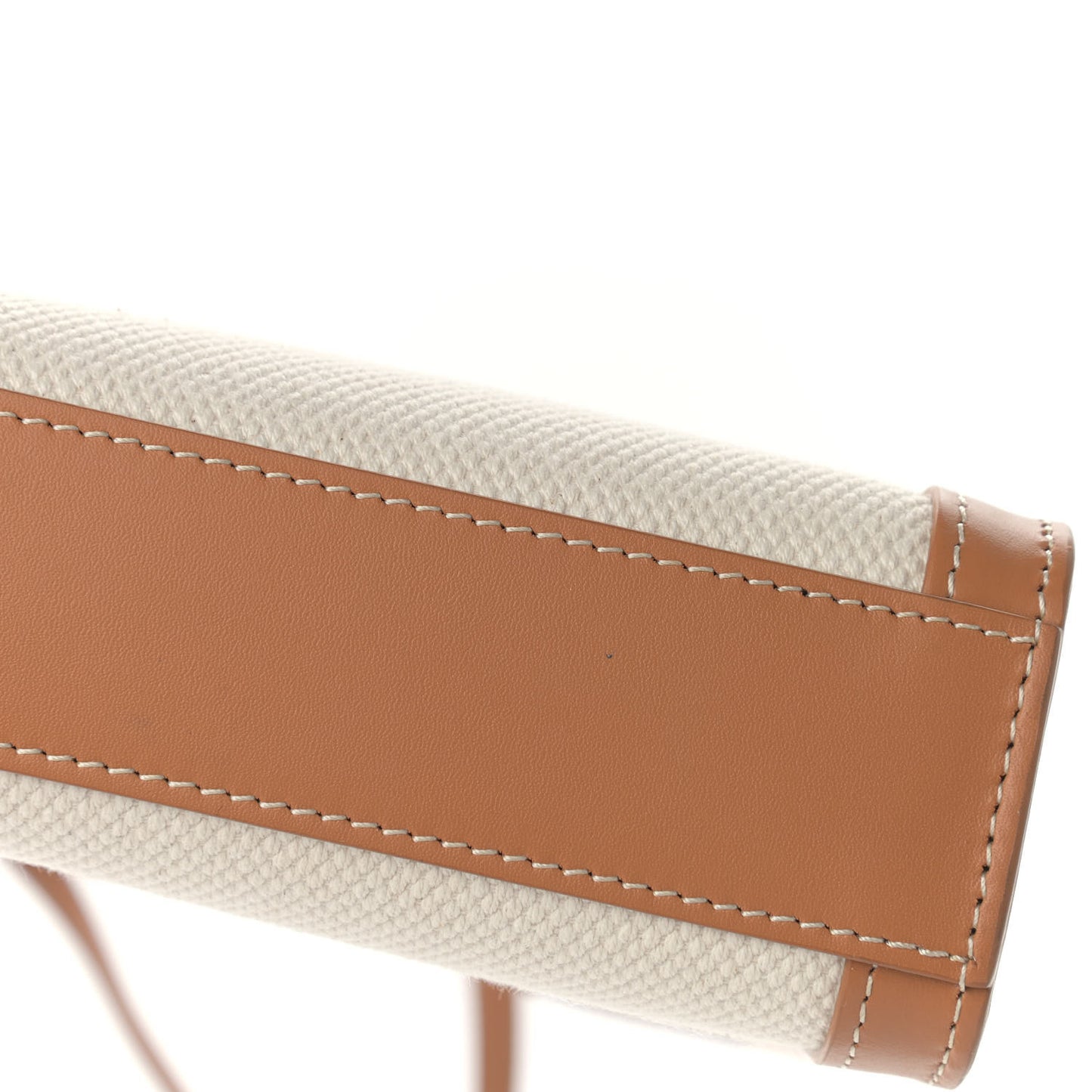 Canvas Calfskin Mini Vertical Cabas Natural Tan