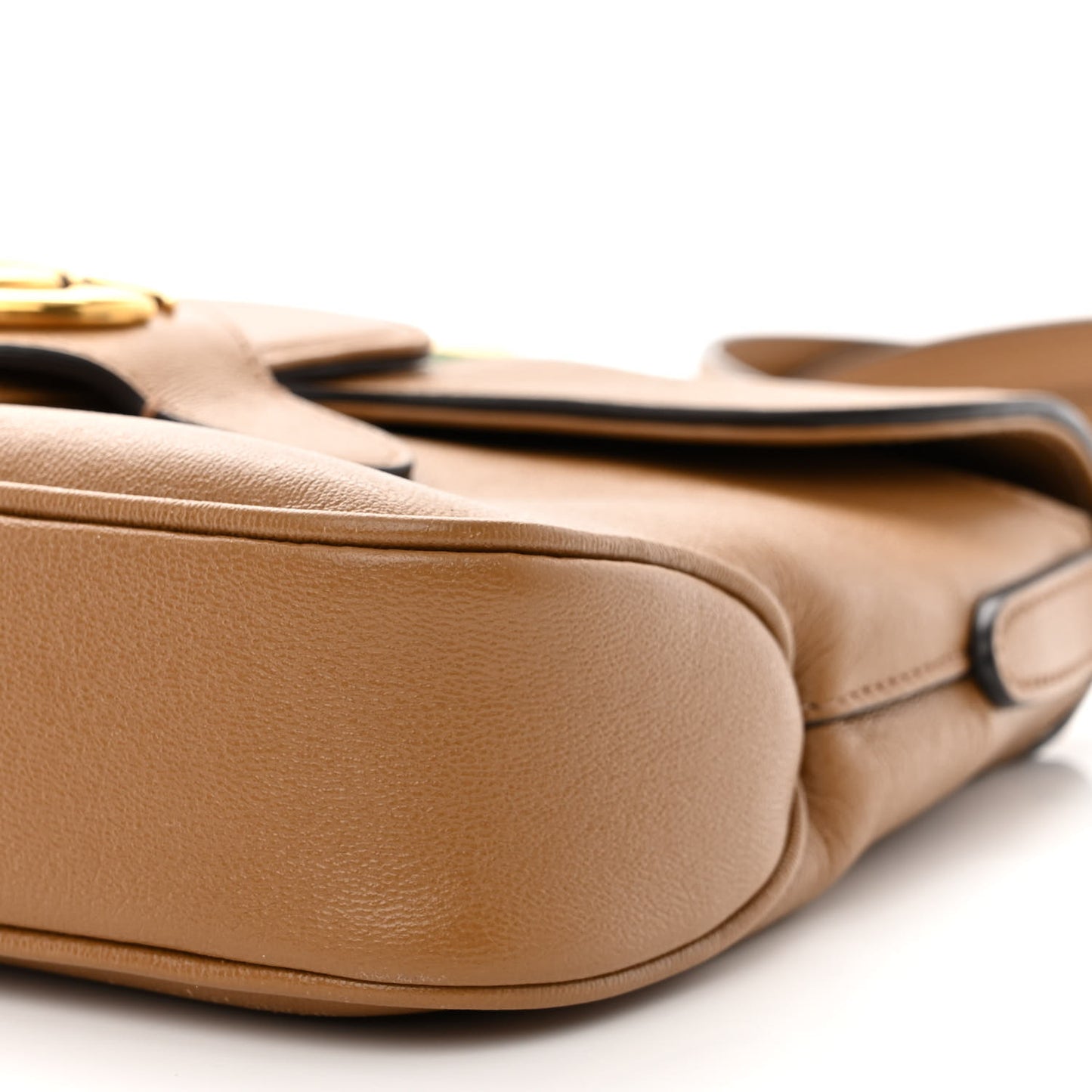 New Sakai Calfskin Lux Web Small Dahlia Messenger Shoulder Bag Quarz Beige