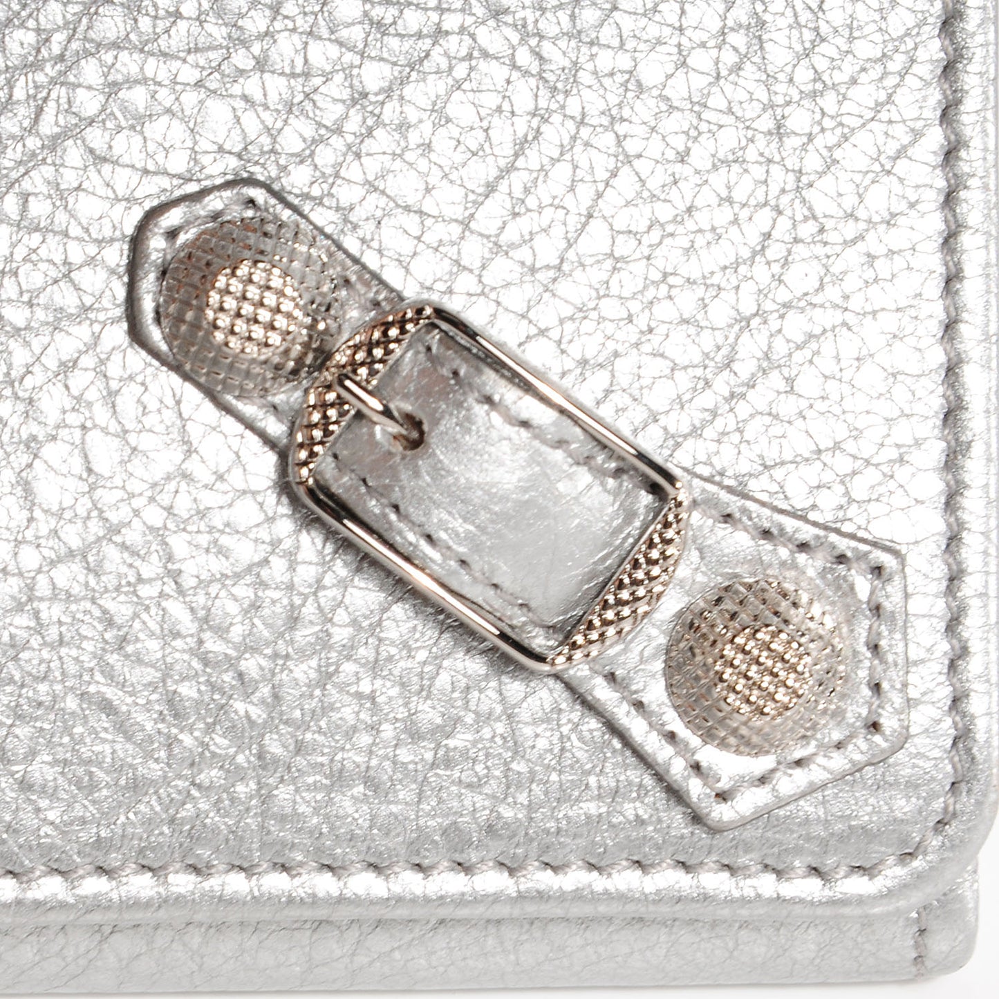 Agneau Giant 12 Silver Hardware Money Wallet Gris Aluminum