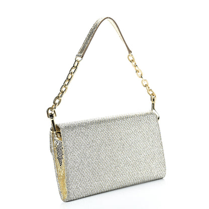 Jimmy Choo Glitter Fabric Large Riane Clutch Champagne 2 of 10