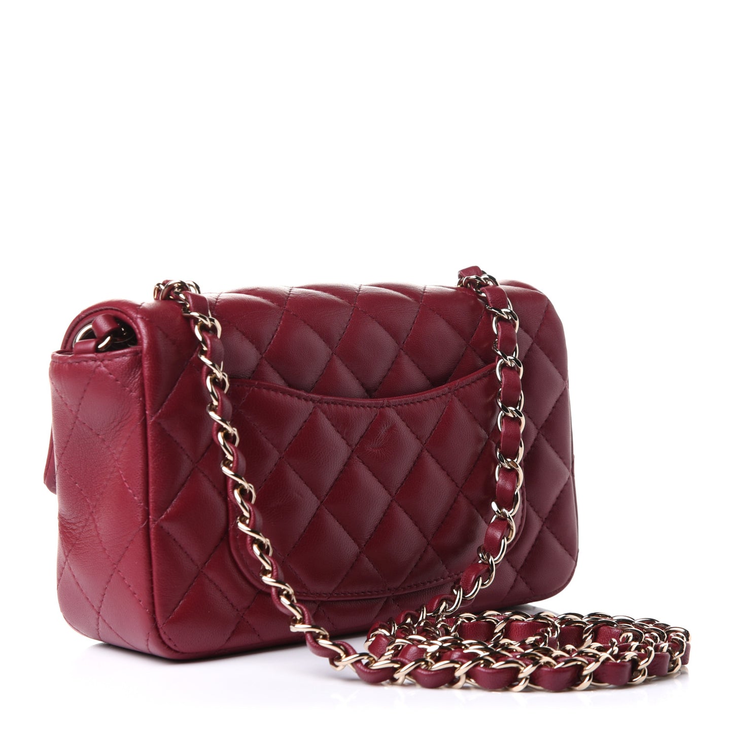 Lambskin Quilted Mini Rectangular Flap Burgundy