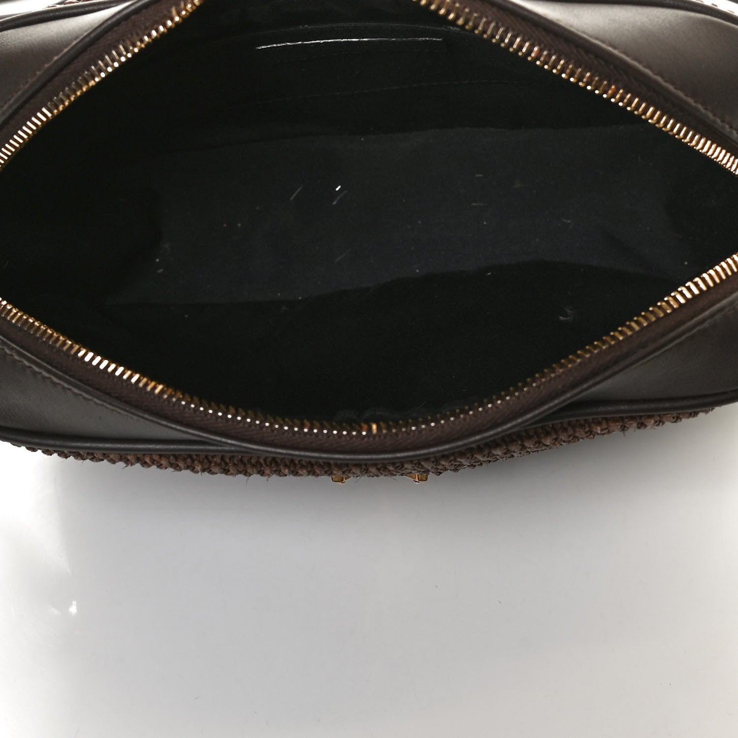 Saint Laurent Raffia Canvas Monogram Lou Camera Bag Dark Chocolate 4 of 9