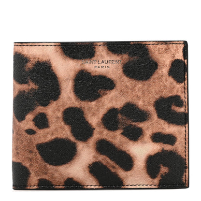 Saint Laurent Calfskin Leopard Print East West Wallet Natural Black 1 of 6