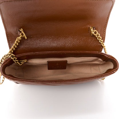 Gucci Calfskin Matelasse Diagonal Super Mini GG Marmont Shoulder Bag Cuir 5 of 11