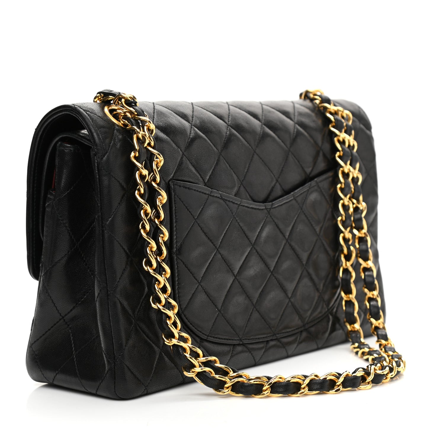 Lambskin Quilted Medium Double Flap Black