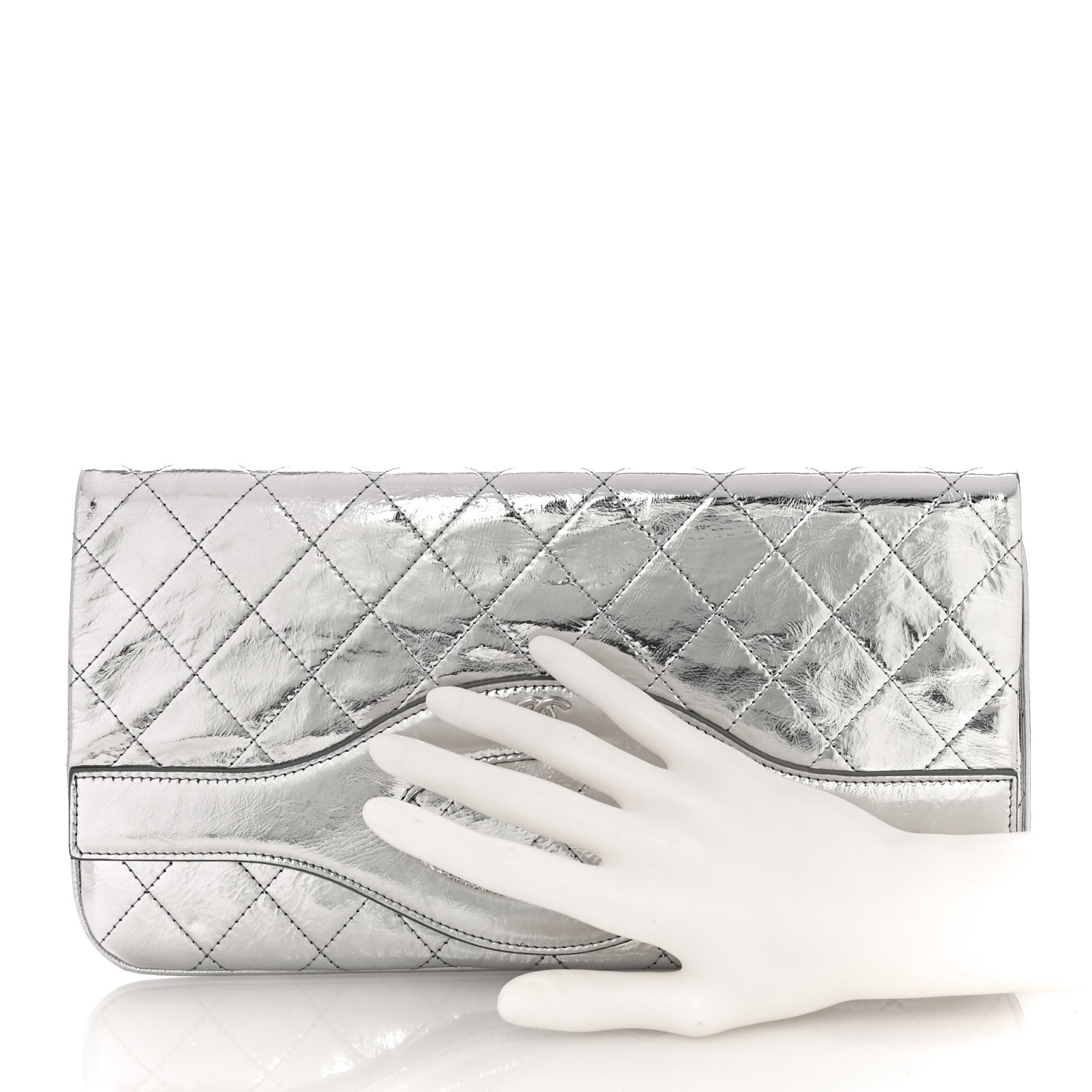 Chanel Metallic Crumpled Calfskin Small 31 Pouch Silver 2 of 11