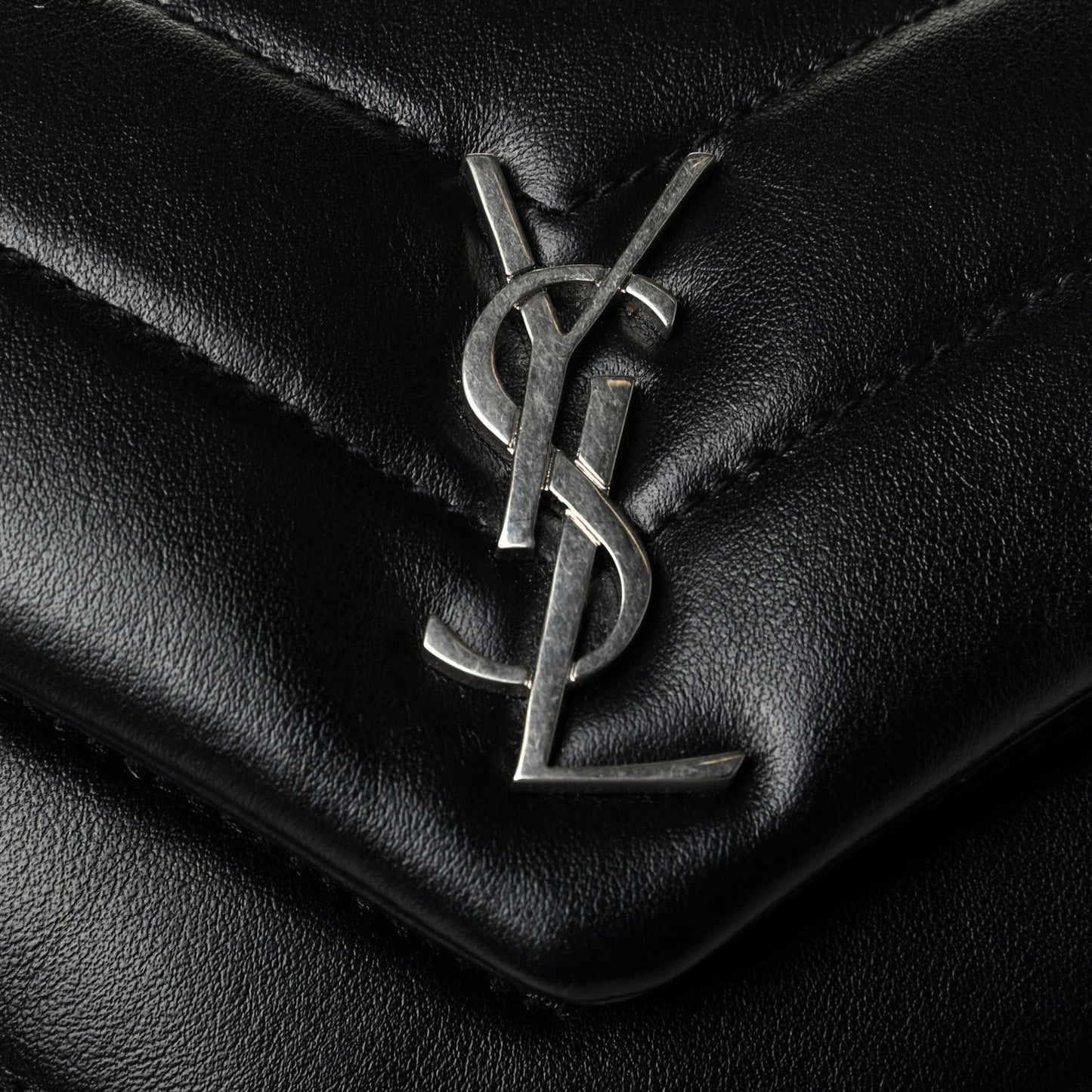 Calfskin Y Quilted Monogram Toy Loulou Crossbody Bag Black