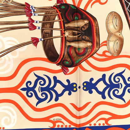Hermes Silk Le Regard de L'Arctique Scarf 90 Green Orange 4 of 4