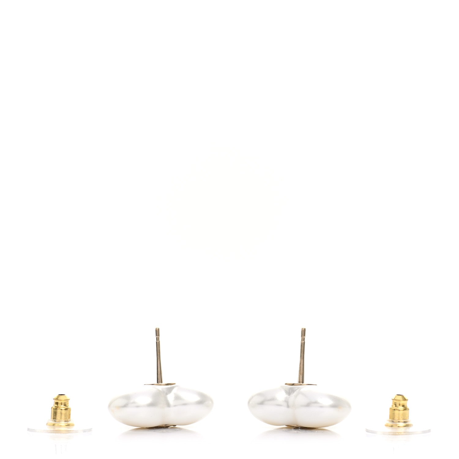 Chanel Pearl Crystal CC Heart Earrings Gold 3 of 5