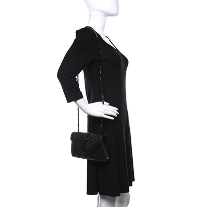 Saint Laurent Grain De Poudre Textured Mixed Matelasse Triquilt Small Monogram Satchel Black 2 of 10
