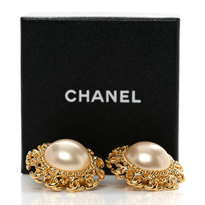 Chanel Pearl CC Clip On Earrings Gold 5 of 5