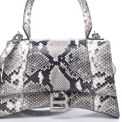 Balenciaga Calfskin Snake Effect Small Hourglass Top Handle Bag Black White 10 of 10