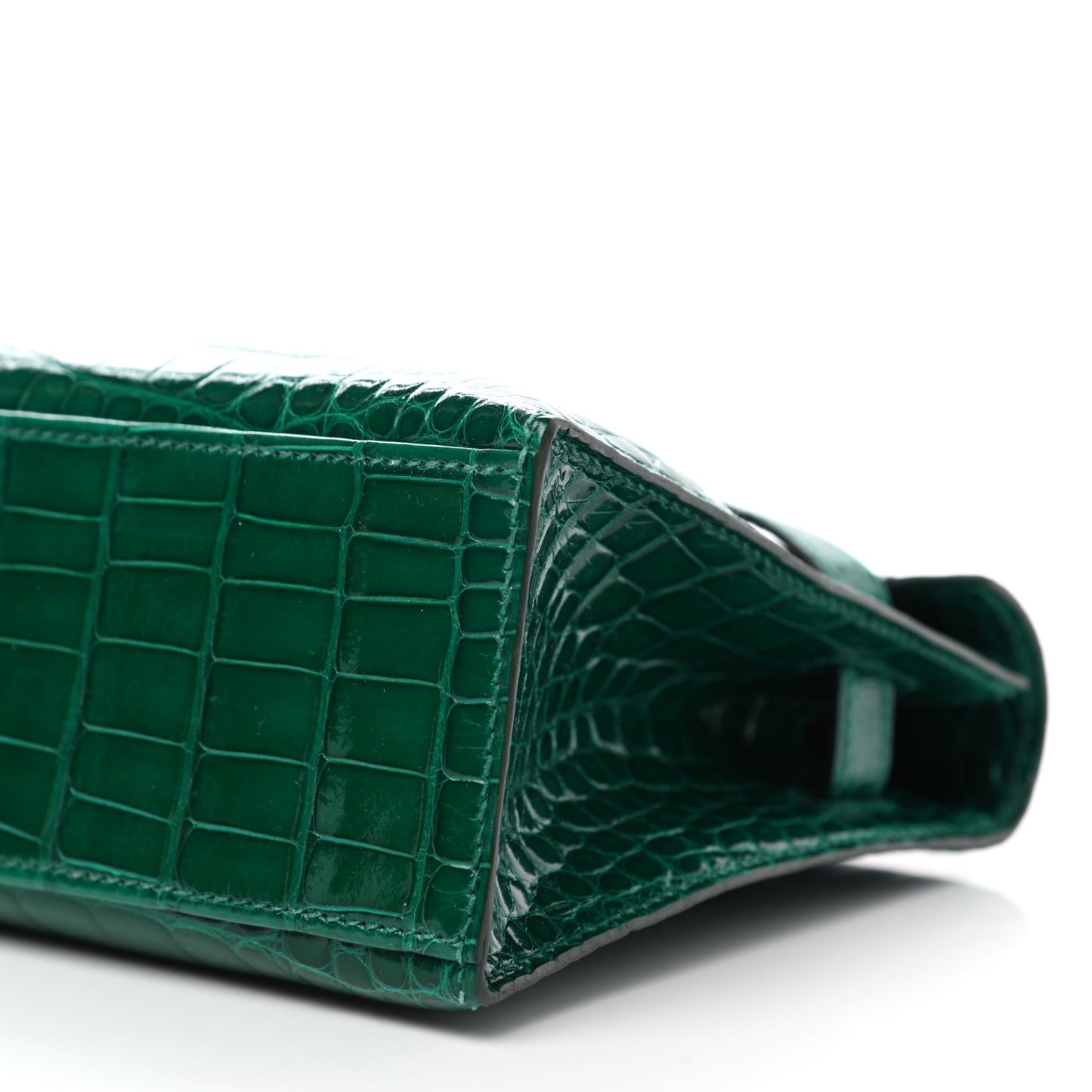 Shiny Alligator Kelly Pochette Vert Emeraude