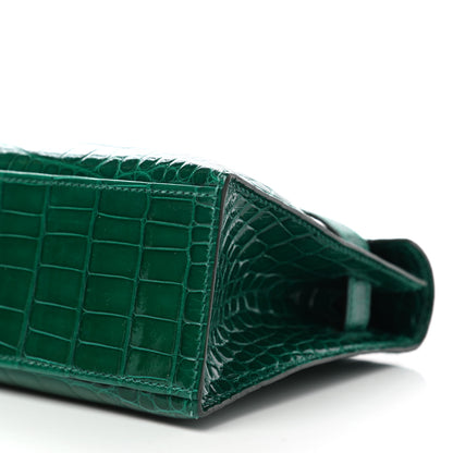 Hermes Shiny Alligator Kelly Pochette Vert Emeraude 9 of 9