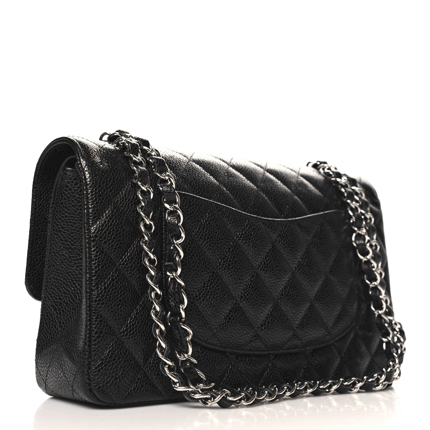 Caviar Quilted Medium Double Flap Black