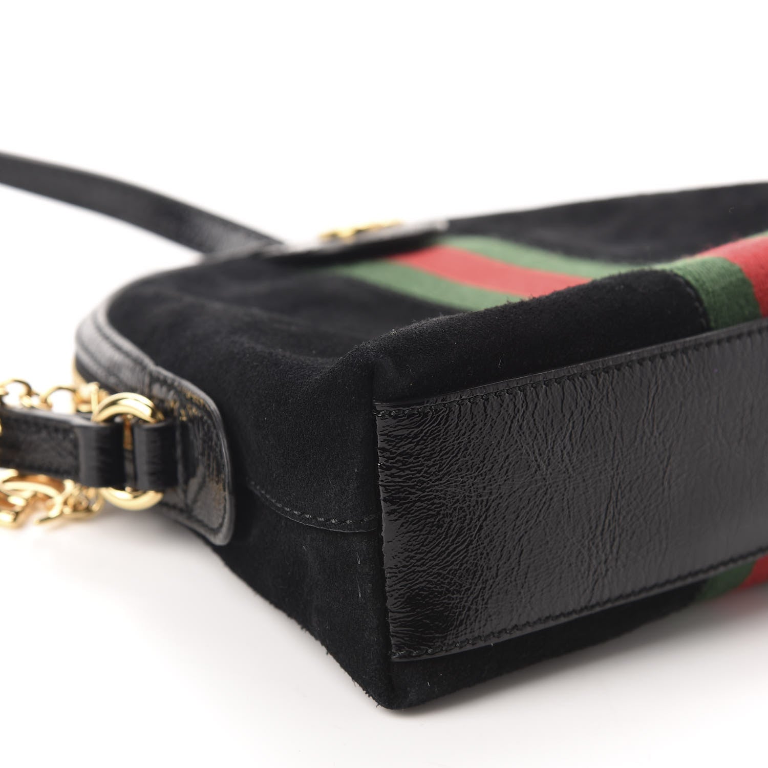 Gucci Suede Patent Web GG Small Ophidia Dome Shoulder Bag Black 6 of 10