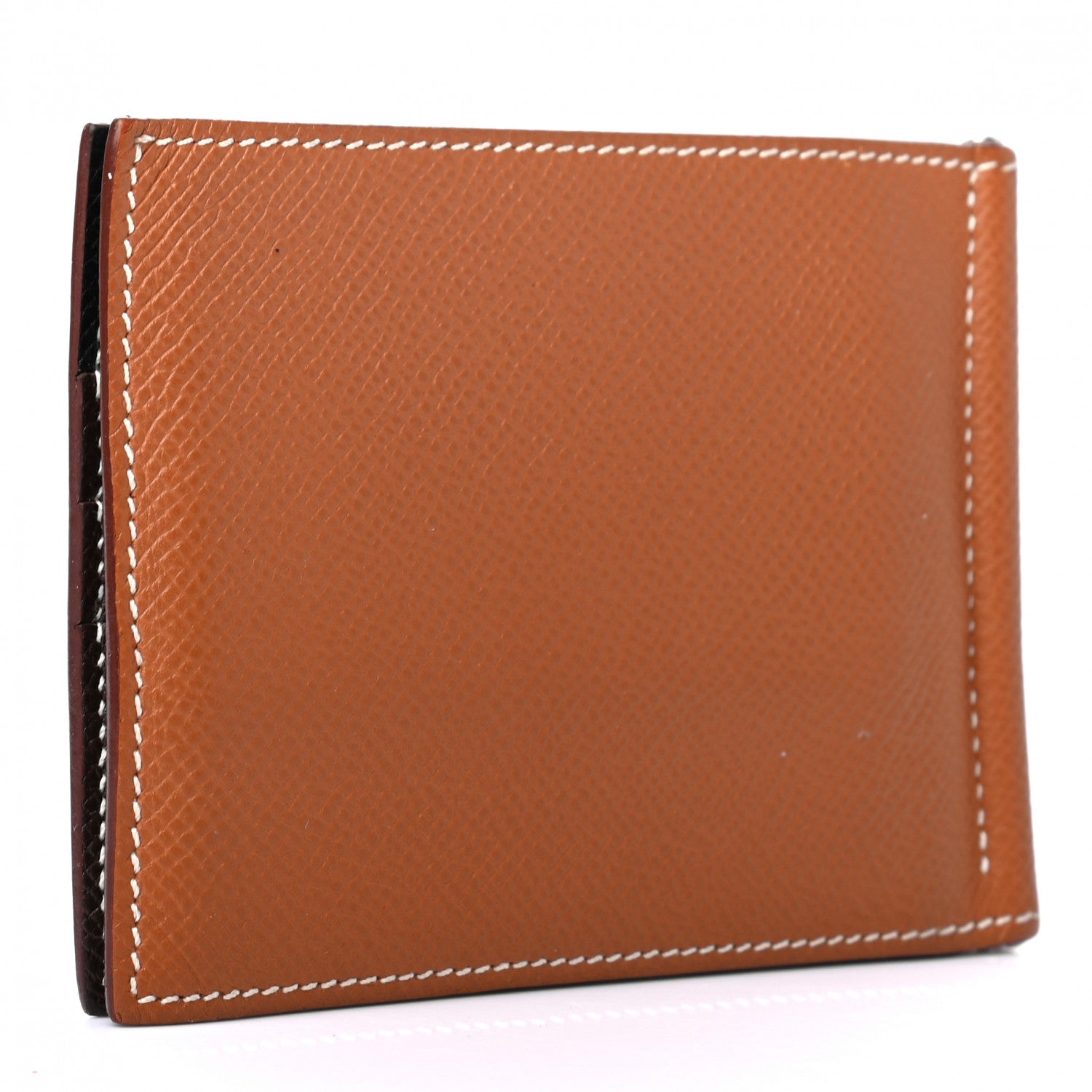 Hermes Epsom Poker Money Clip Wallet Gold Black Chocolate 3 of 7