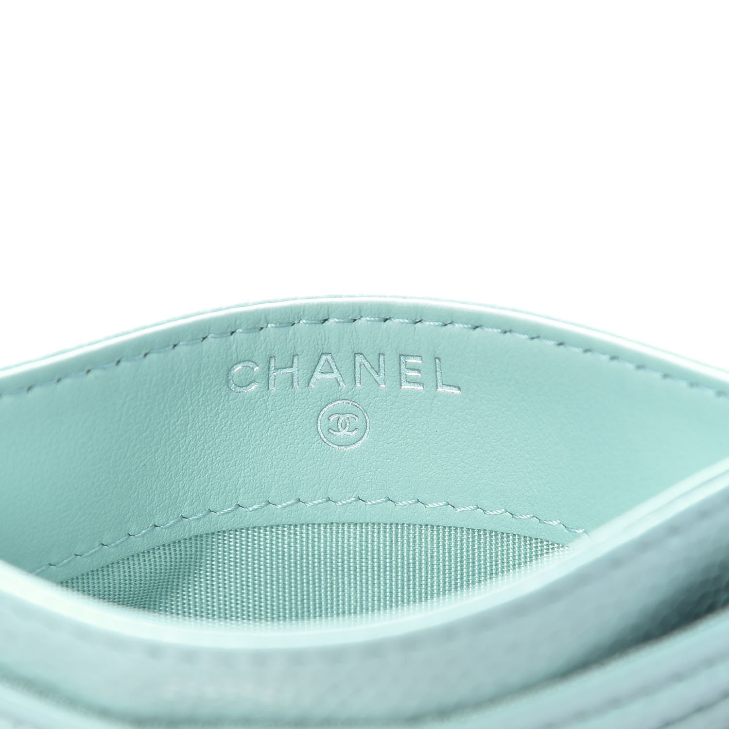 Chanel Caviar Quilted Chevron Boy Card Holder Light Blue 6 of 8
