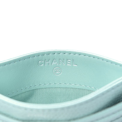 Chanel Caviar Quilted Chevron Boy Card Holder Light Blue 6 of 8