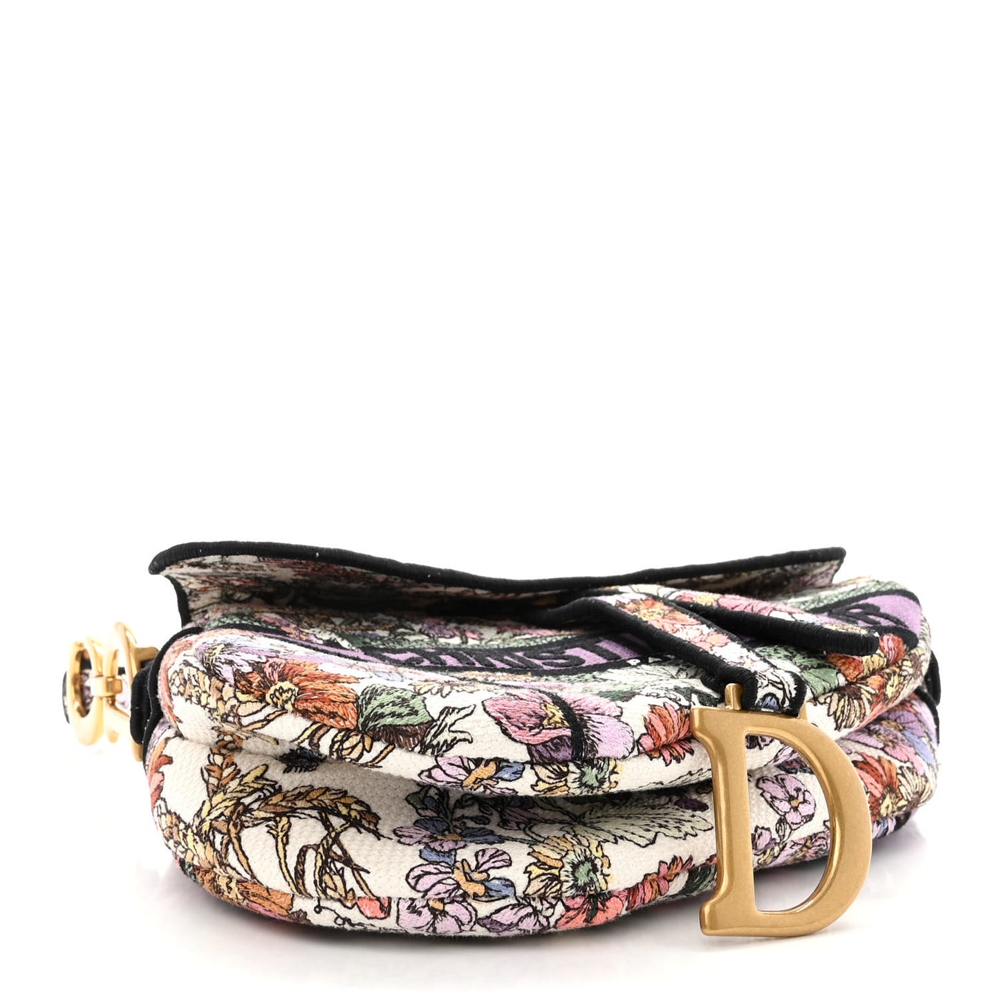 Canvas Embroidered 4 Saisons Été Saddle Bag White Multicolor